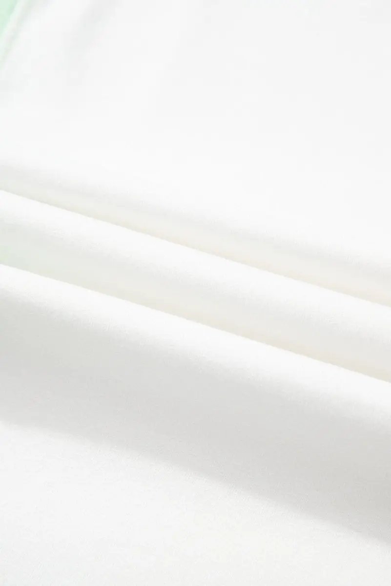 Light Green Color Block Exposed Seam Crew Neck T Shirt - Love Salve